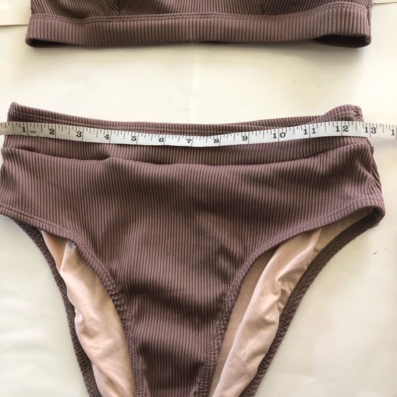 Cupshe Ribbed Texturized Scoop Neck Bralette High Waisted Bikini Swim Set Size S - Picture 11 of 14